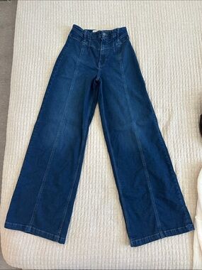 We The Free Free People High Rise Wide Leg Jeans Dark Wash Size 27
